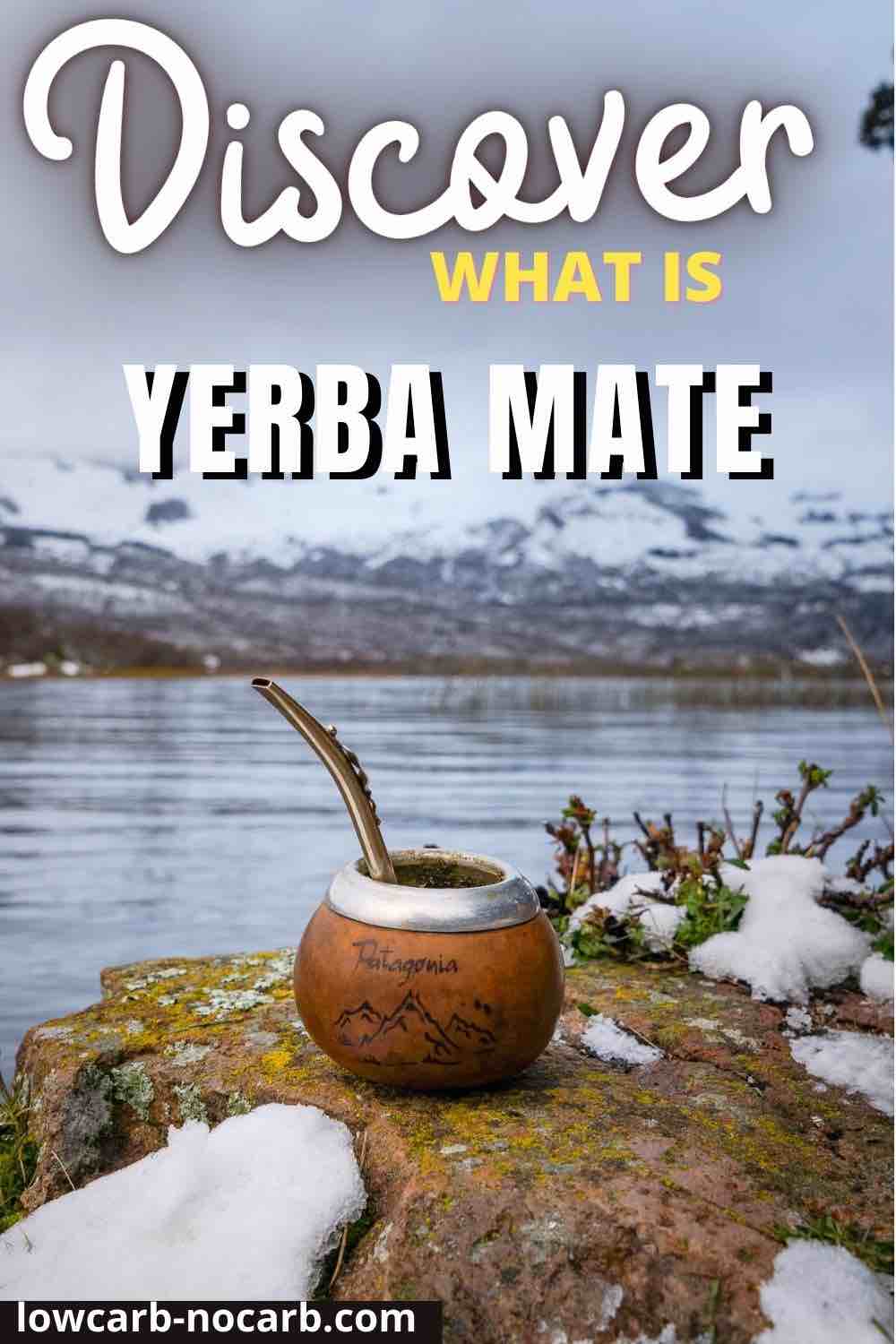 Yerba tea on a rock in the winter.