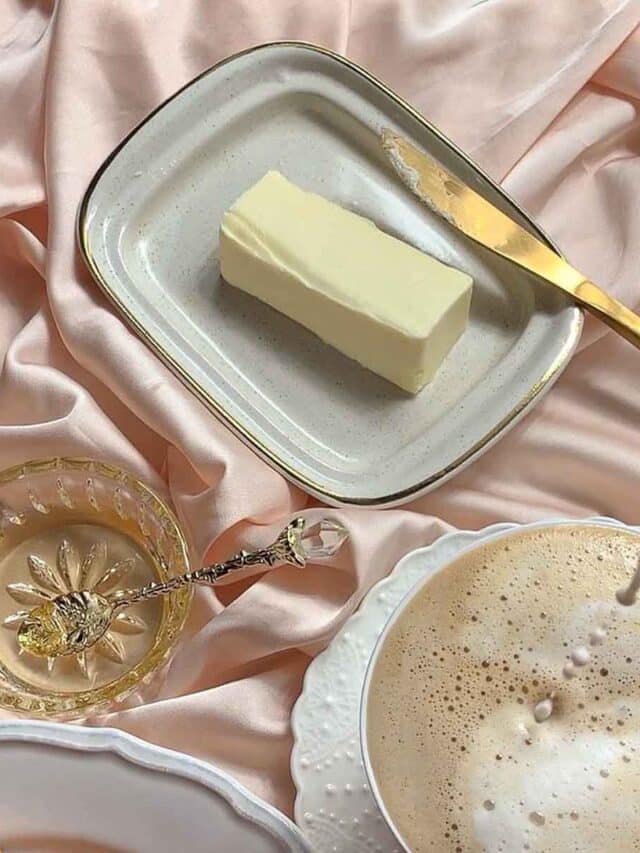 Butter on a bedsheet for breakfast.