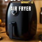 Cooking with air fryer on a wooden table.
