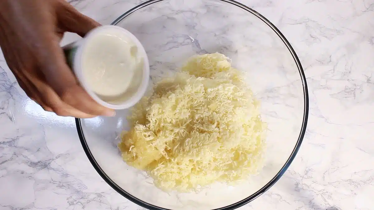 Homemade Cheese Dip adding sour cream.