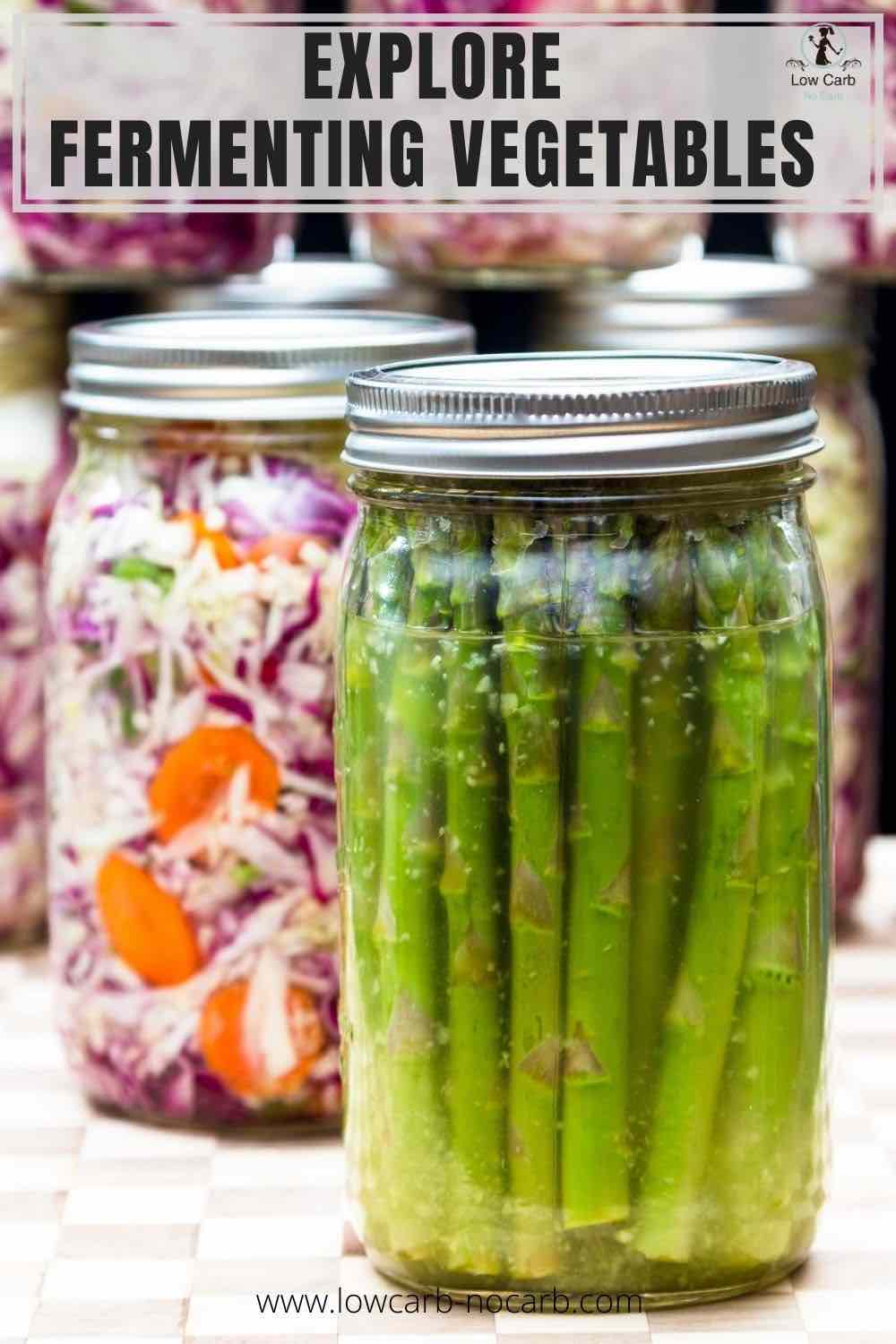 Fermented asparagus in a jar.