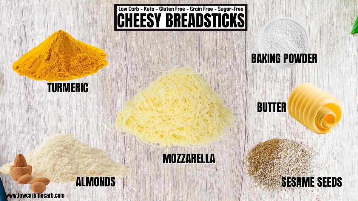 The ingredients for cheesy breadsticks.