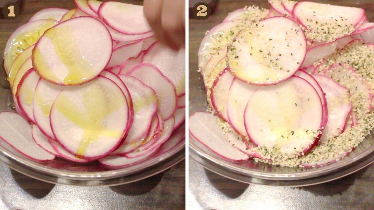How to make radishes with hemp seeds.