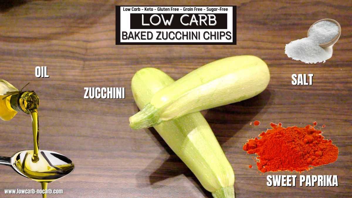 Ingredients for low carb baked zucchini chips.