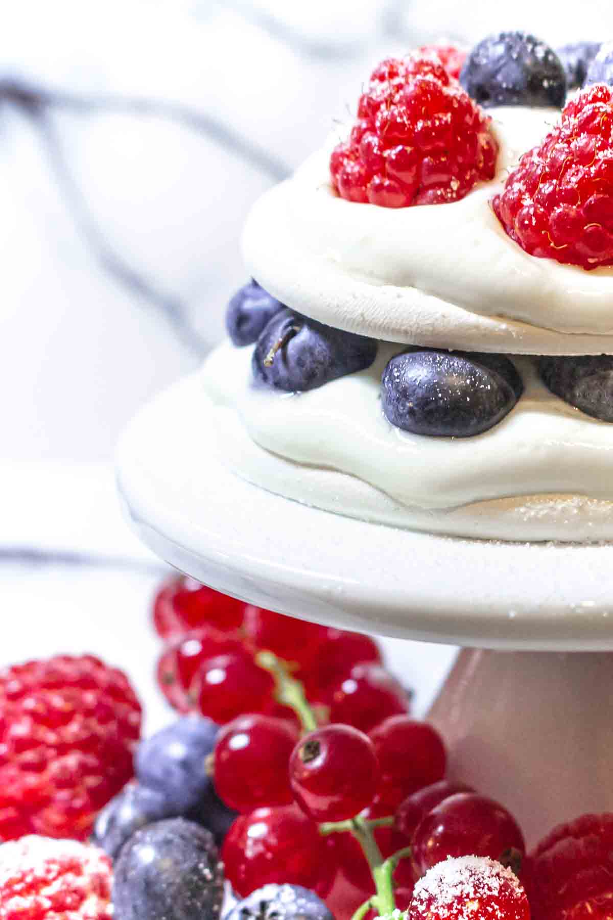Pavlova with berries and yogurt.