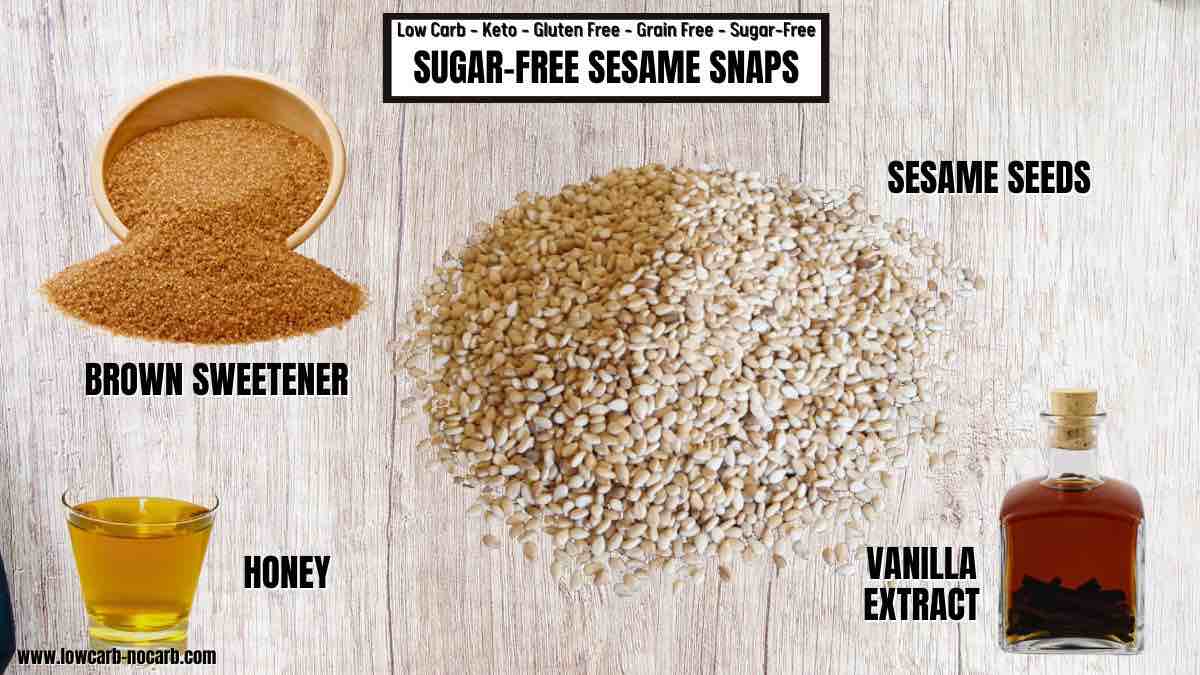 Ingredients for sugar-free Sesame Brittle Bars.