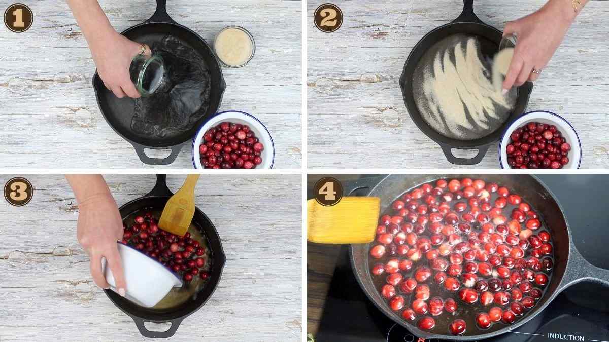 How to make cranberry craisins in a skillet.