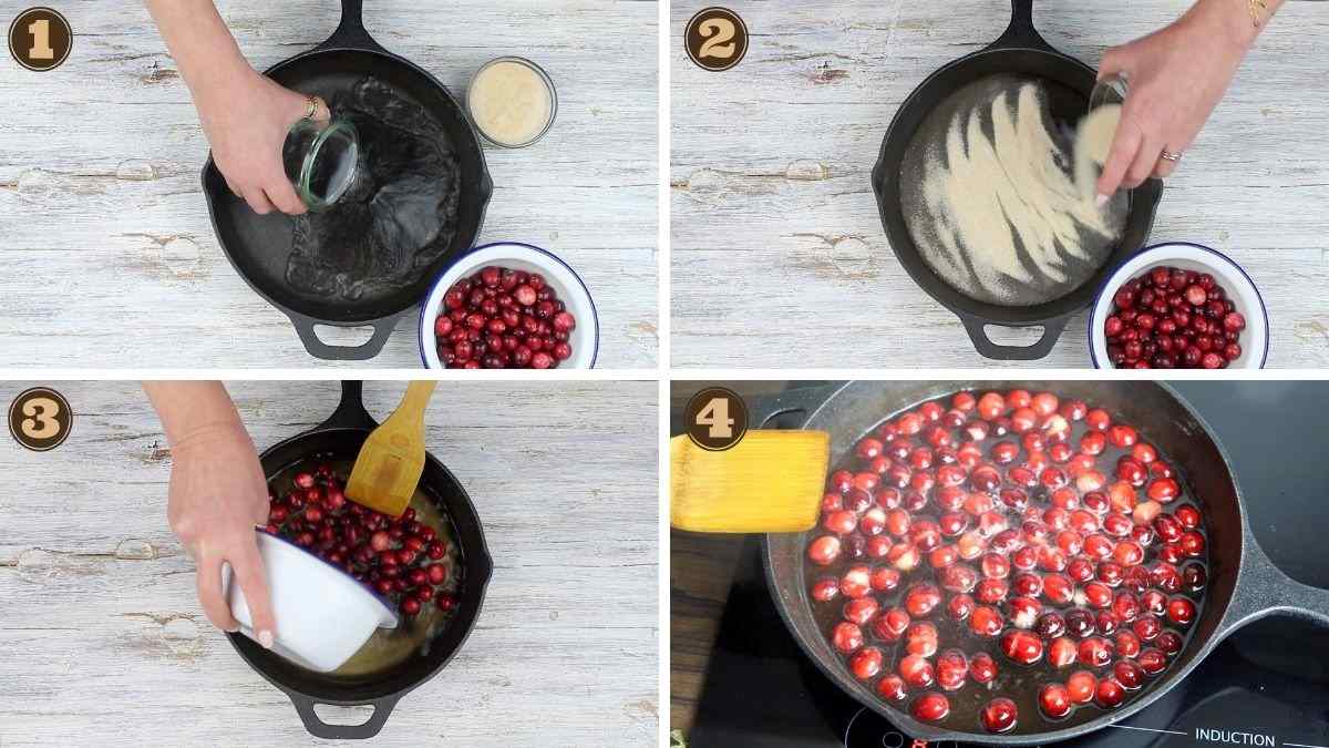 How to make cranberry craisins in a skillet.