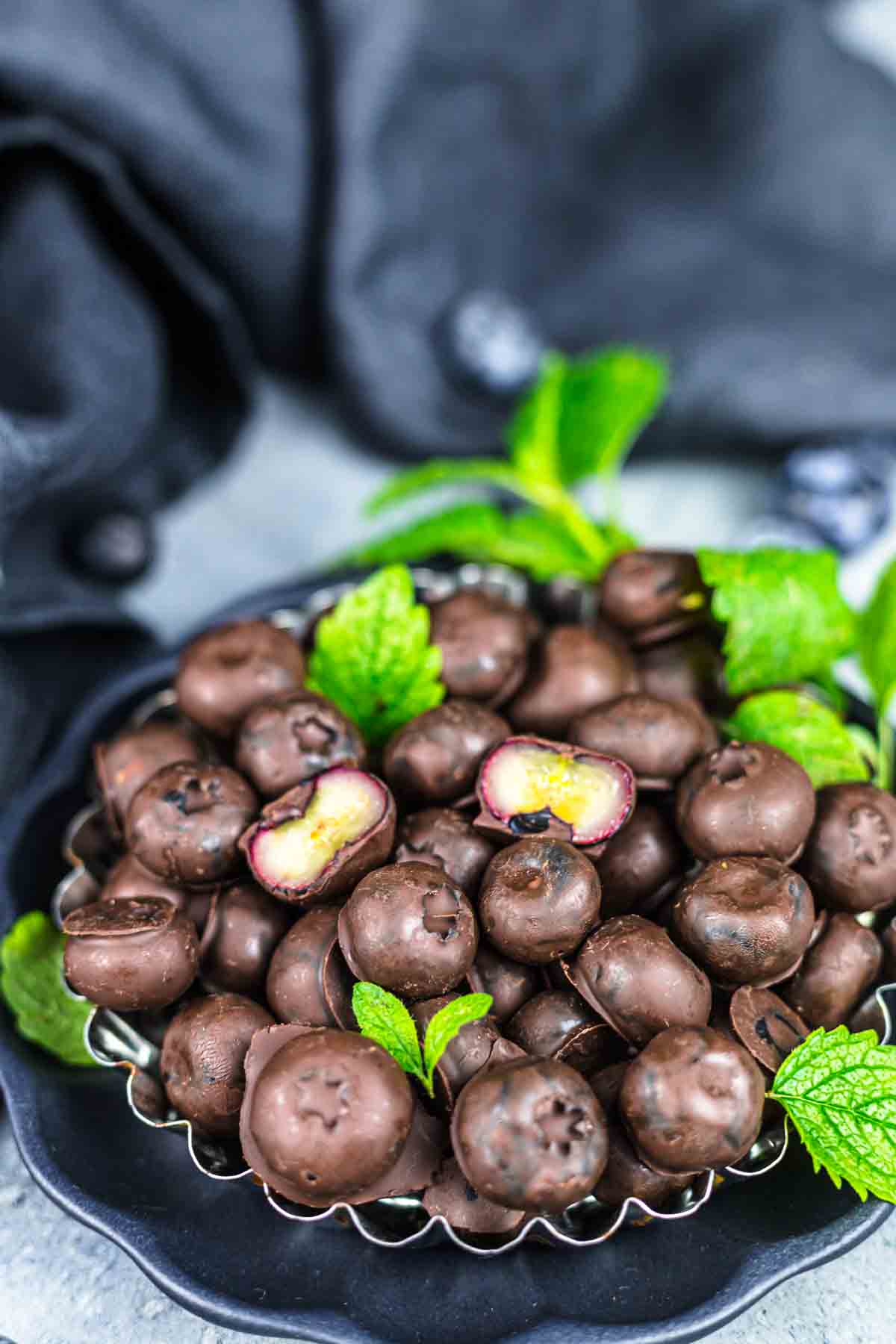 A bowl of chocolate balls.