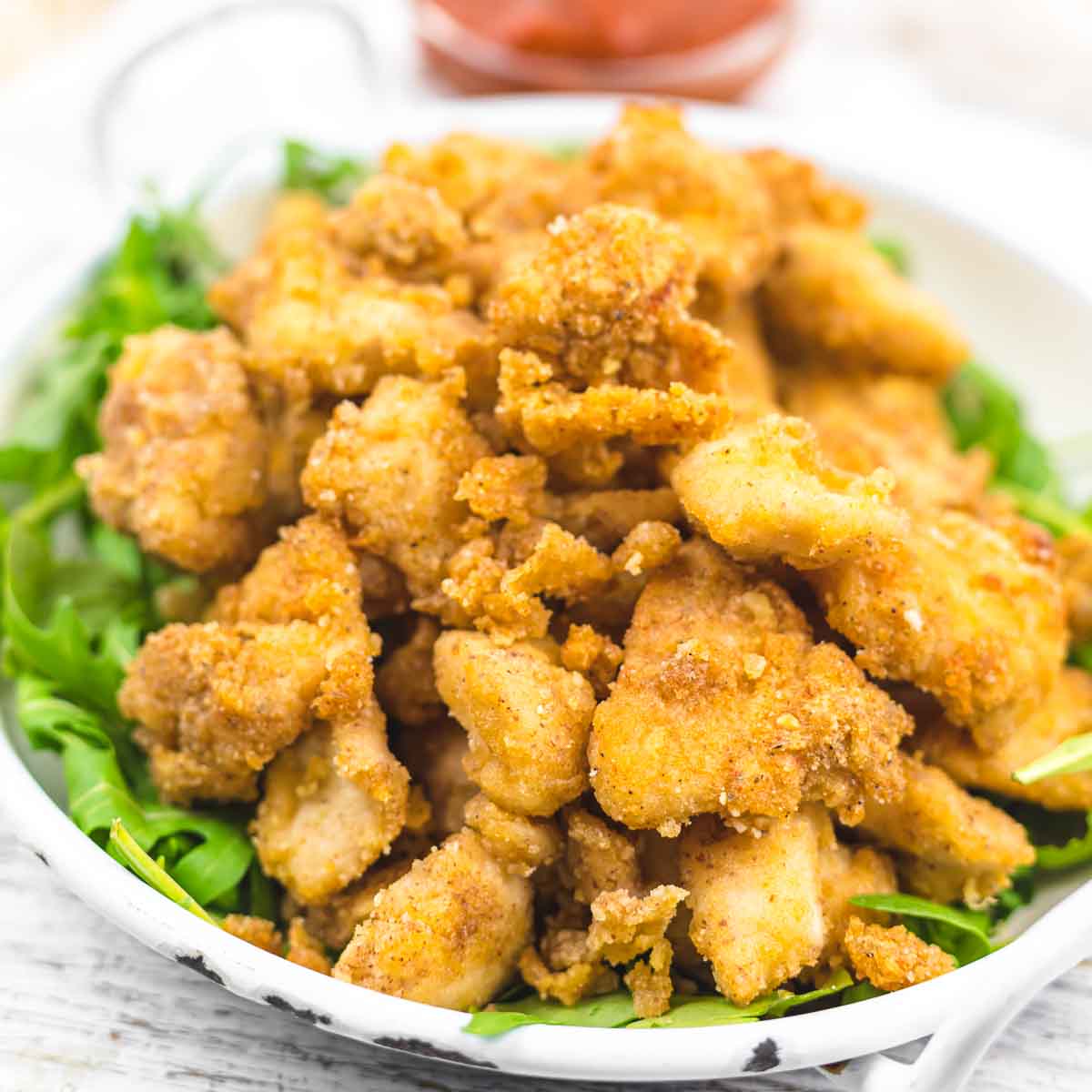 Popcorn Chicken in a bowl.