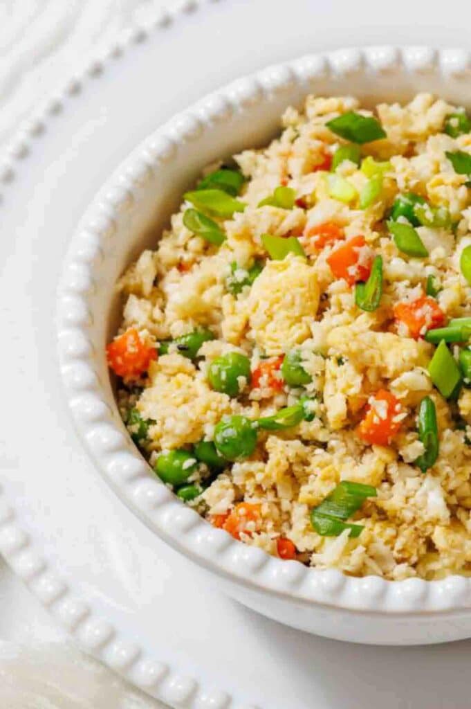 Easy Cauliflower Vegetable Fried Rice Bowl - Low Carb No Carb