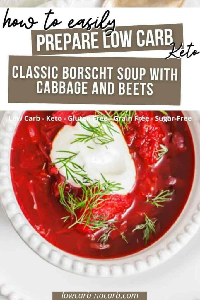 Classic Borscht Soup with Cabbage and Beets - Low Carb No Carb